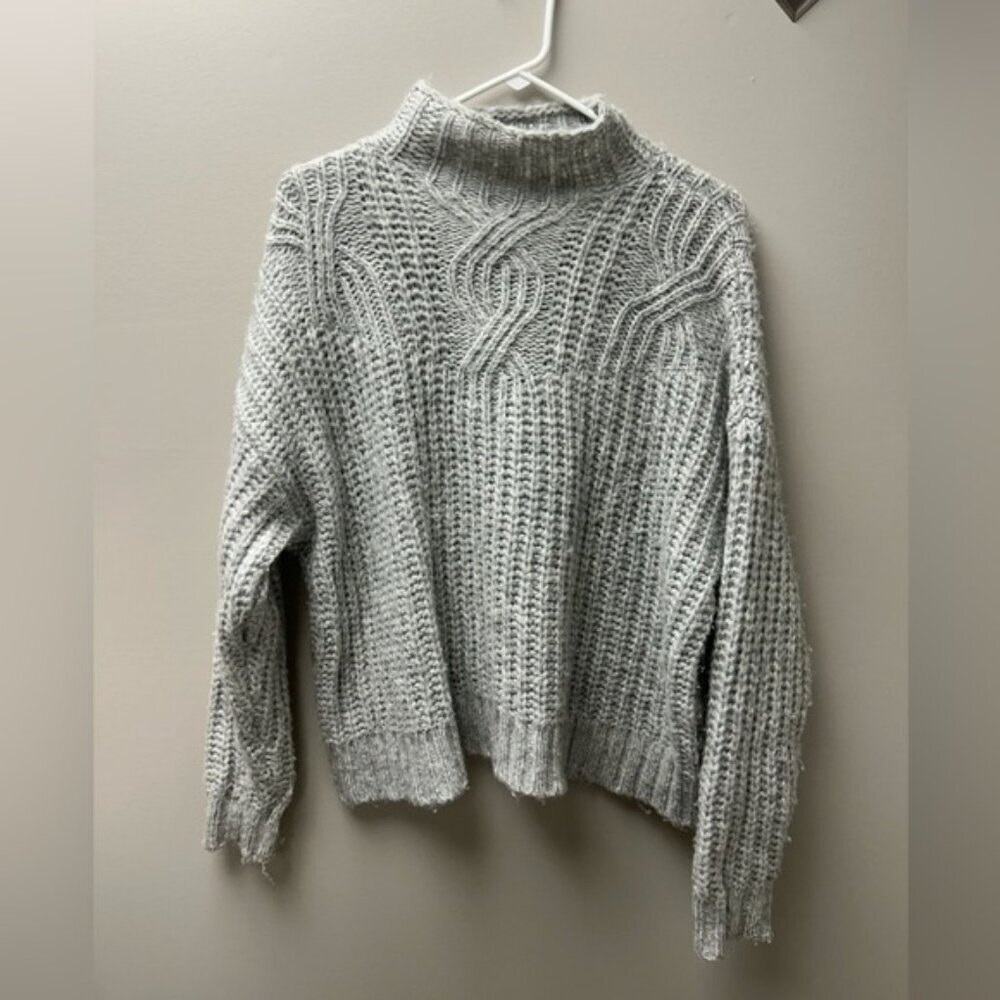 Aerie‎ Grey Knit Cowlneck Sweater
